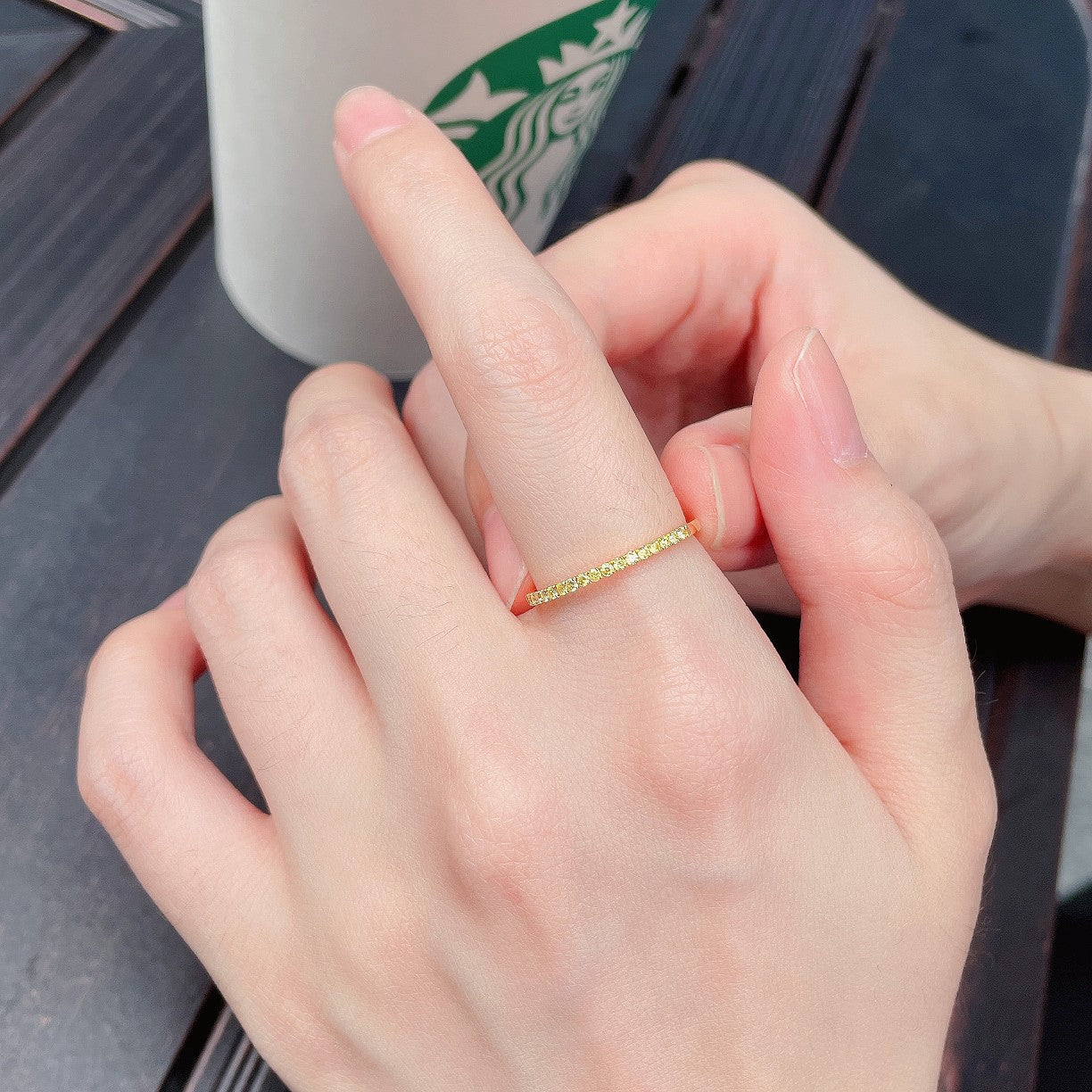 18K Yellow Gold Diamond Pavé Ring - Luxurious Jewelry Piece - Yellow Diamond Ring