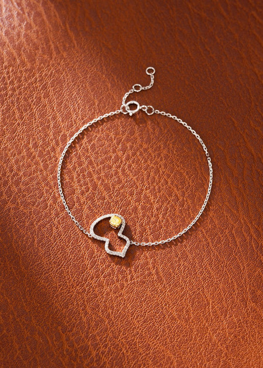 18K Yellow Gold Diamond Pillow-Shaped Gourd Bracelet - SL017-Y - Yellow Diamond Bracelet