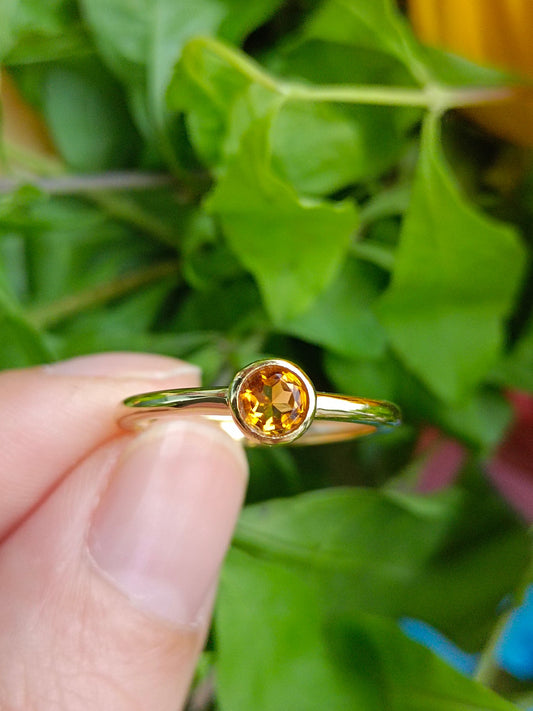 Anello a bolla dolce citrino caramello naturale radioso - Gioielli per prosperità e saggezza