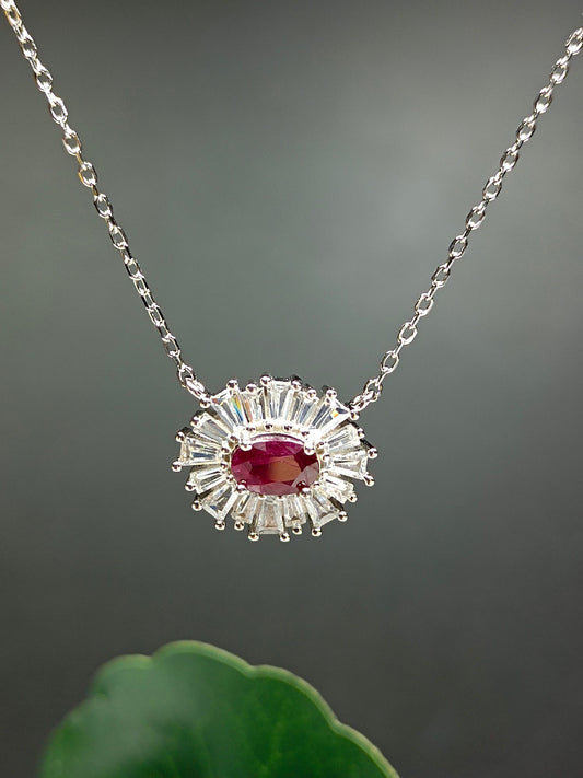 Bijoux exquis en argent S925 avec collier incrusté de rubis