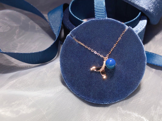 Pendentif Sirène Princesse Or 18 Carats Ambre Bleu Dominicain - Bijoux Enchanteurs