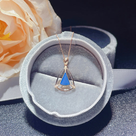 Exquis pendentif en ambre bleu dominicain incrusté d'or 18 carats - Bijoux d'une beauté intemporelle