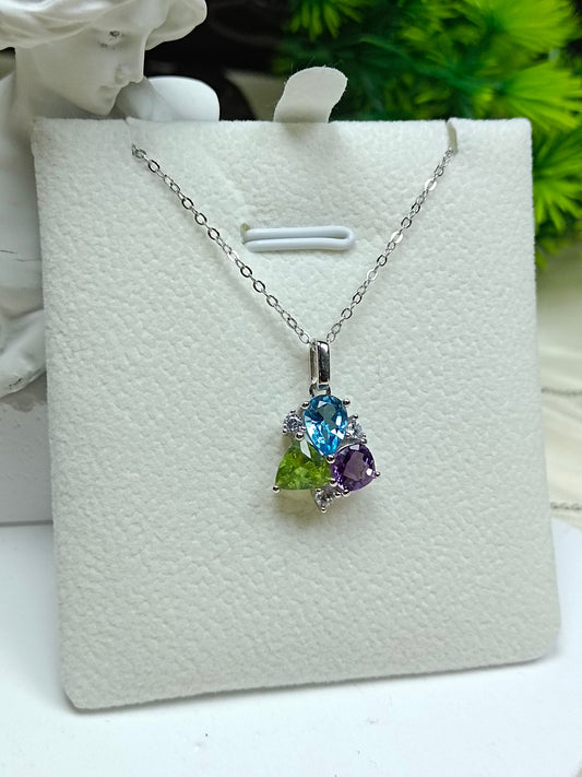 Squisiti gioielli in argento sterling S925 incastonati con ametista, topazio e peridoto