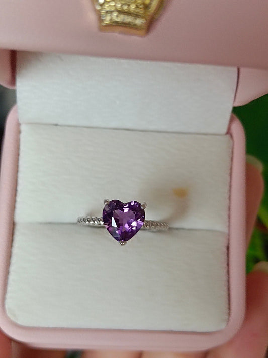 Anello mistico cuore viola - gioielli di ametista naturale