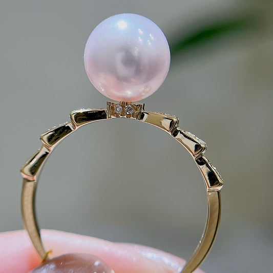18K goud en diamanten geaccentueerde 8-8,5 mm Akoya parel sieraden
