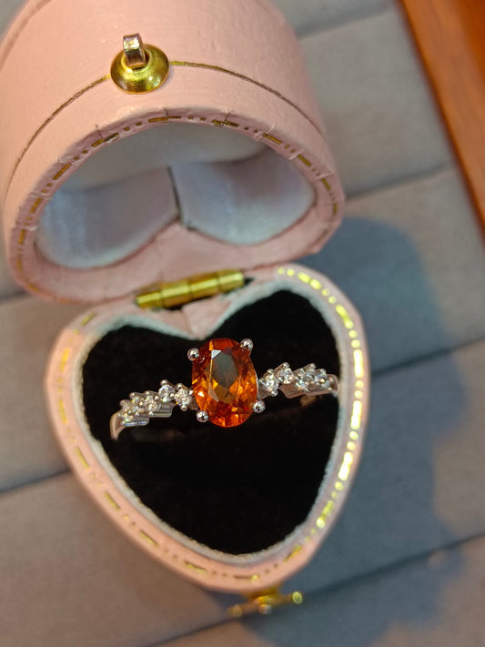 Squisito anello di pregevole fattura in argento sterling S925 incastonato con granato Fanta - Gioielli regolabili