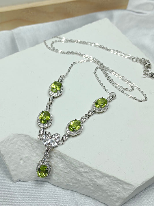 S925 zilveren ingebedde peridoot luxe ketting - prachtige sieraden