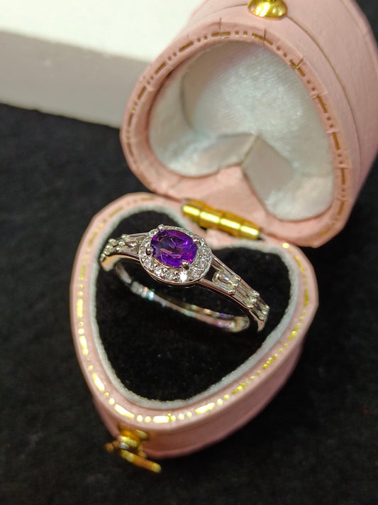Anello con ametista squisita in argento S925 - Gioielli per l'eleganza
