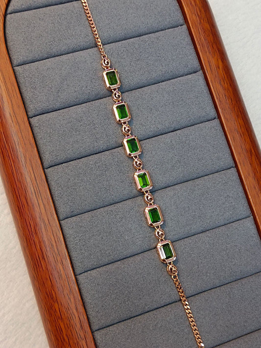 Exquisite S925 Silver Jewelry with Diopside Embedded Bracelet