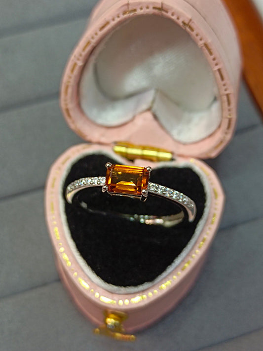 S925 Silver Exquisite Inlay Premium Caramel Citrine Ring - Sweet Little Sugar Cube smykker