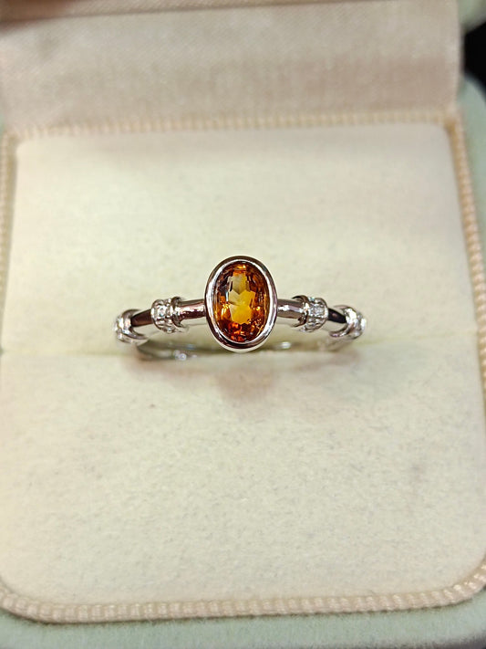 Anello con citrino caramello squisito in argento sterling S925 - Gioielleria raffinata