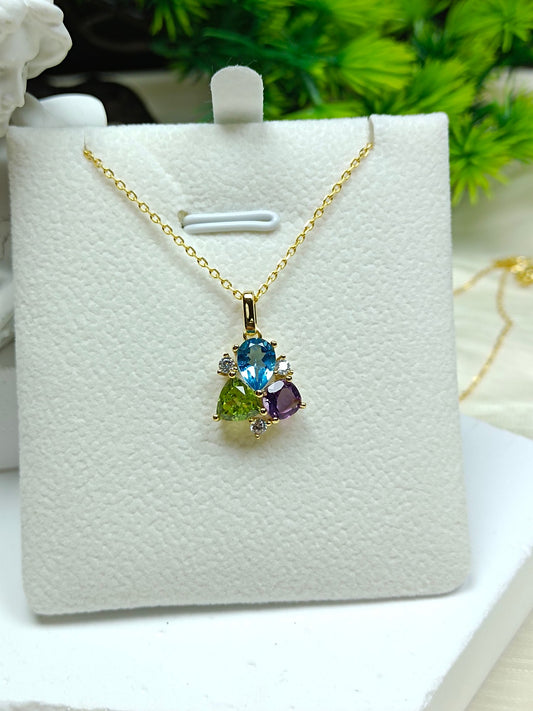 Squisiti gioielli in argento sterling S925 con intarsi di ametista, topazio e peridoto