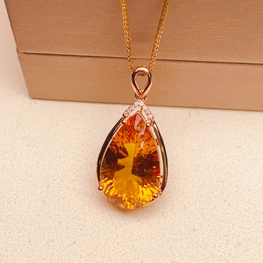 Radiant Sunlight Yellow Citrine Pendant - Exquisite Jewelry