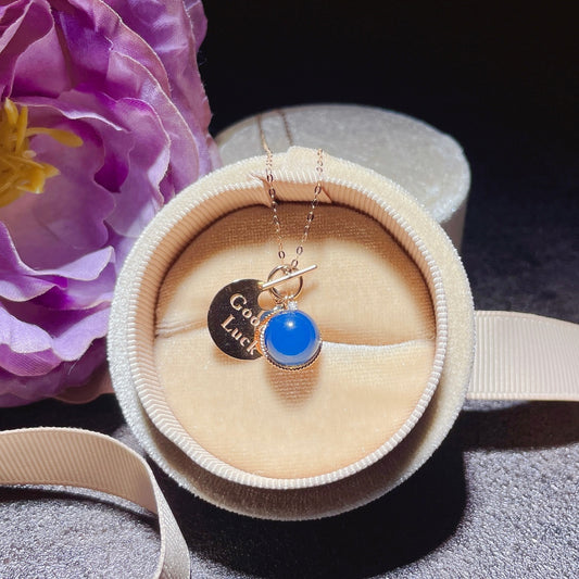 Pendentif exclusif en ambre bleu dominicain incrusté d'or 18 carats - Joaillerie fine