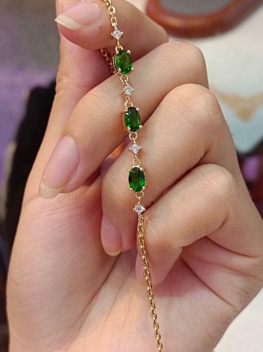 Bracelet diopside intégré en argent S925, bijoux exquis