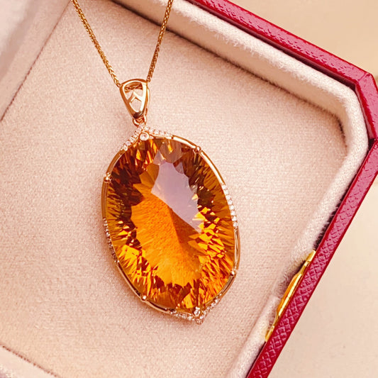 Radiant Sun-Like Yellow Citrine Pendant Jewelry