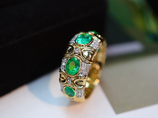 Vintage-inspiriertes Smaragdring-Set mit Gildenzertifikat – ein Schmuckschatz
