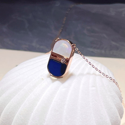 Nouveauté : Pendentif en ambre bleu dominicain incrusté d'or 18 carats - Bijoux uniques