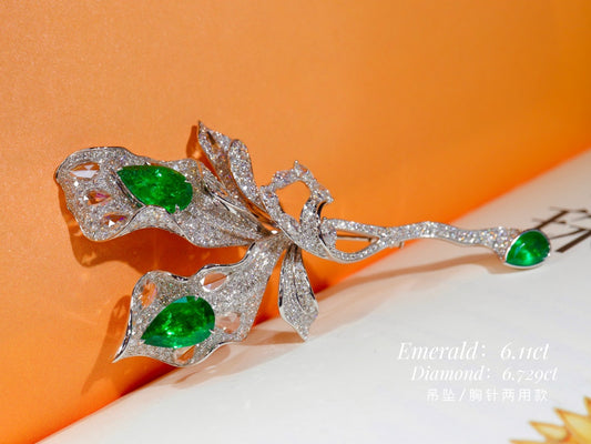 Exquisite High-Grade Emerald Brooch & Pendant Set – Jewelry Treasure