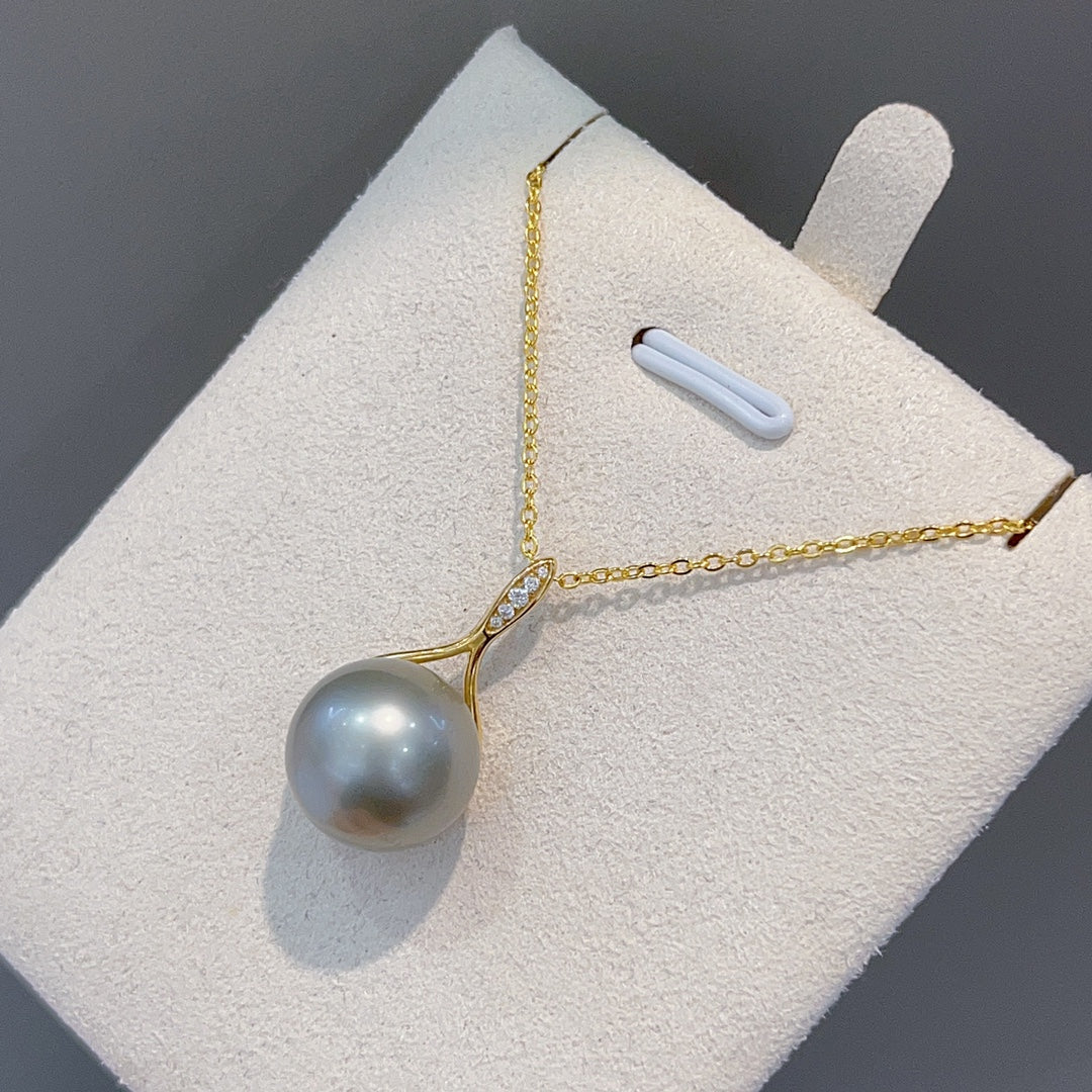 Luxe 18K gouden diamanten en 12,3 mm Tahitiaanse zwarte parel sieraden