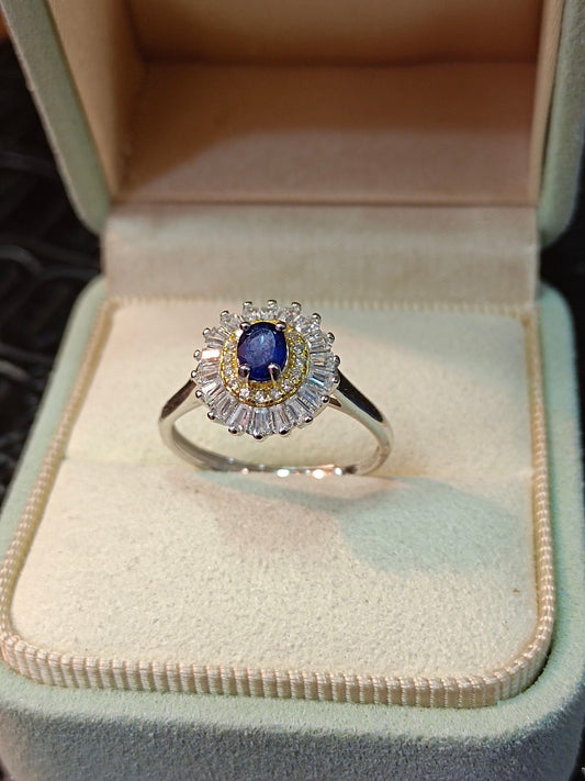 S925 Silver Embedded Safir Ring - Elegant smykkestykke