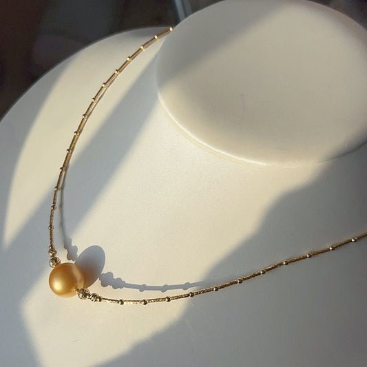Luxe 18K gouden Zuidzee gouden parelketting - sieraden voor elegantie