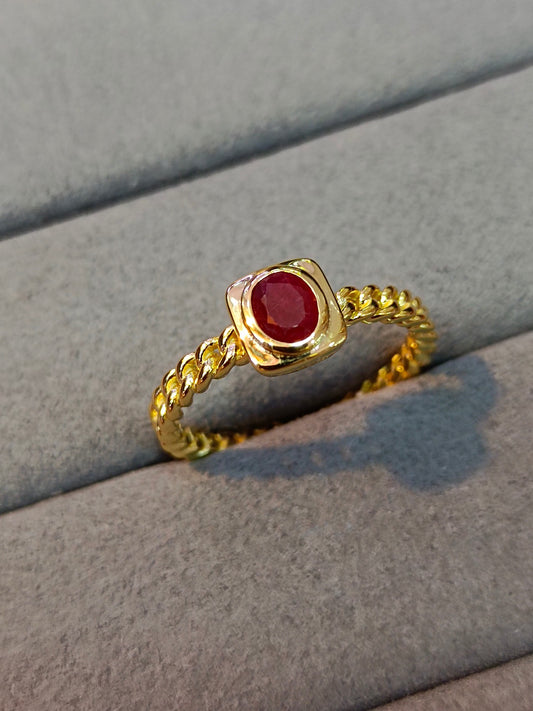 Elegante anello con rubino in argento sterling S925 - Gioielleria di alta manifattura