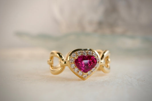 Cincin Batu Permata Merah Darah Pigeon - Barang Kemas Berkualiti Tinggi