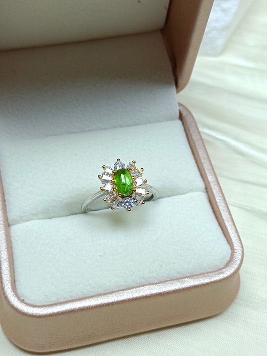 Anello in argento S925 regolabile con diopside incorporato - Gioielli eleganti