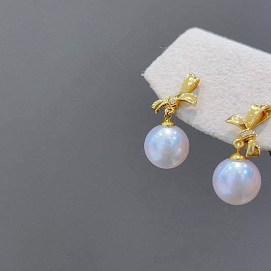 Luxe 18K gouden diamanten en 8-8,5 mm Akoya pareljuwelen