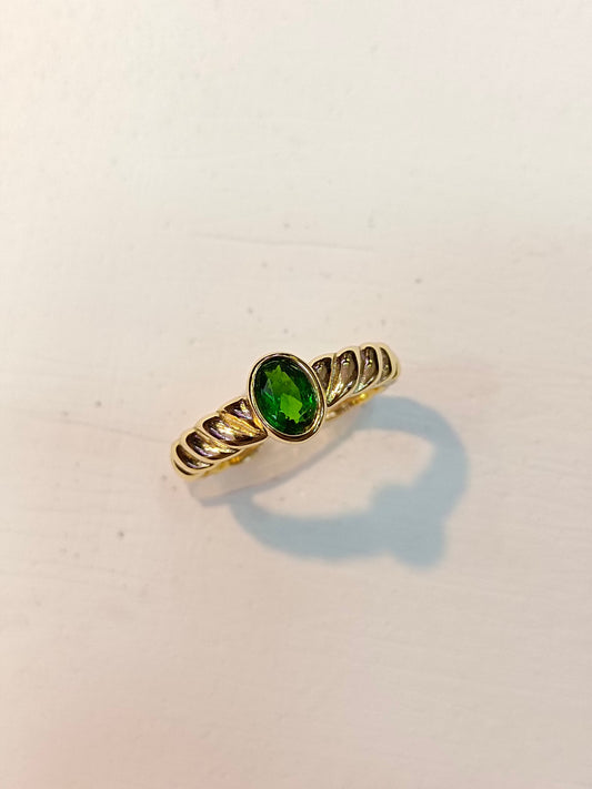 Anello Diopside in argento sterling S925 finemente realizzato - Gioielleria raffinata
