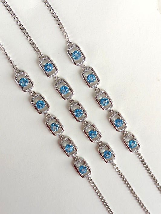 Bracelet exquis en topaze bleue naturelle suisse – Bijoux élégants