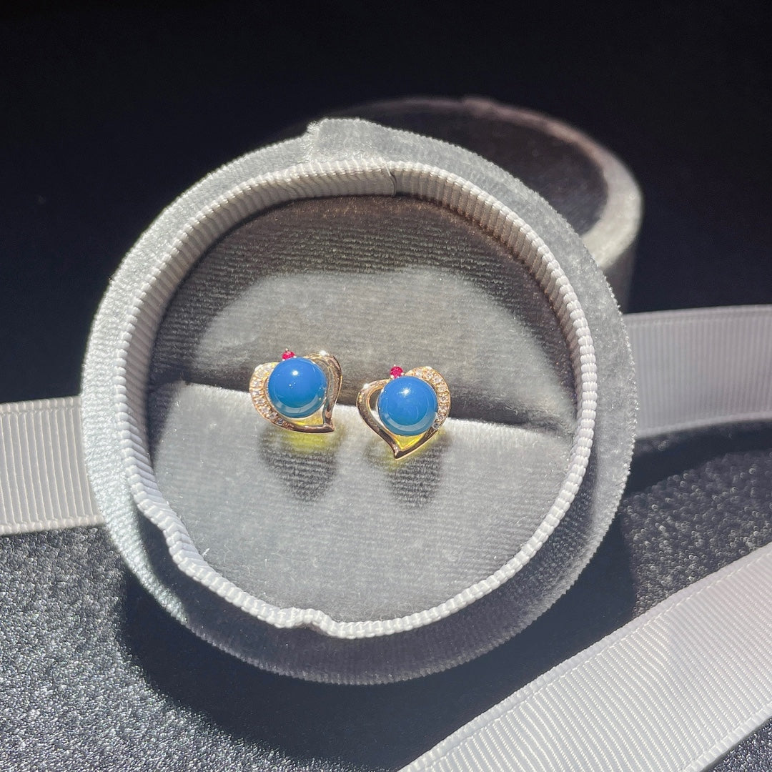 Unleash Your Aura with 18K Gold Embedded Dominican Blue Amber Earrings - Jewelry for the Unique You