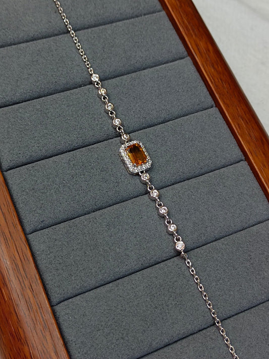 Bracelet en argent S925 avec citrine caramel de qualité supérieure, artisanat raffiné intégré, bijoux en forme de petit cube de sucre