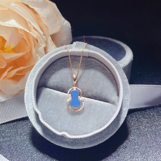 Exquis pendentif en ambre bleu dominicain incrusté d'or 18 carats - Bijoux