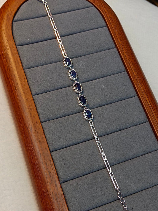 S925 zilveren fijn vervaardigde saffierarmband - elegante sieraden