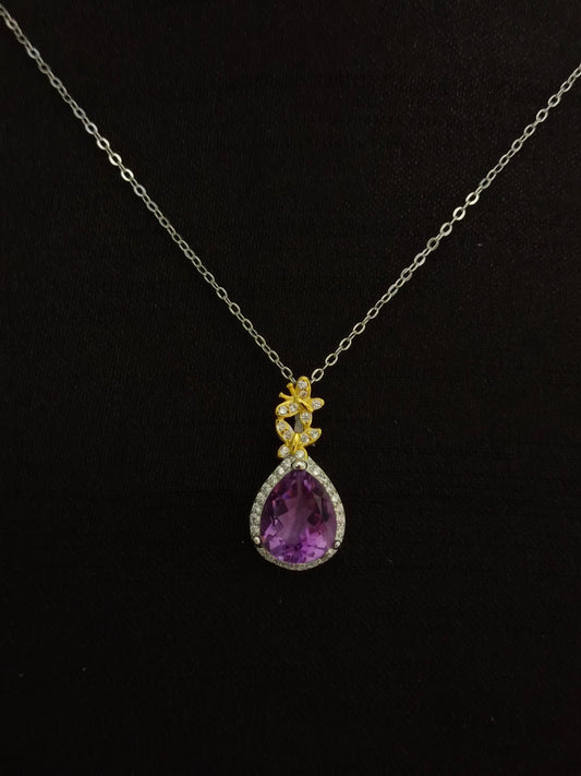 Naturlig Ametyst Drop Pendant - Elegante smykker for Graceful You
