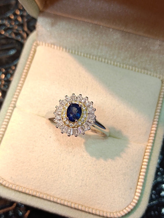 S925 Silver Embedded Safir Ring - Justerbare smykker