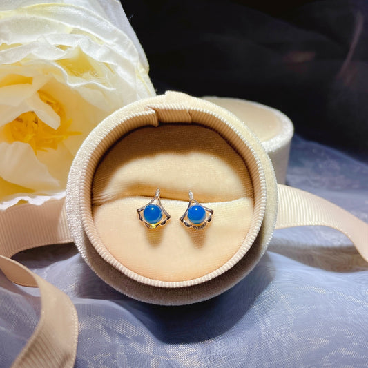 新品上市：18k 金镶嵌多米尼加蓝琥珀耳环 - 浪漫灵魂的珠宝