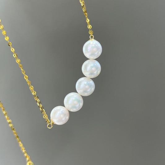 Luxe 18K goud en 8-8,5 mm Akoya parel sieraden - perfecte ronde, lichtjes vlekkerig