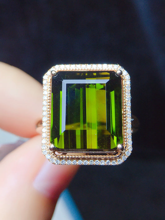 Natural Tourmaline Ring with Diamond Accents - Exquisite Jewelry Piece
