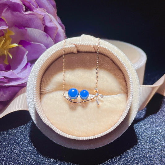 Pendentif en ambre bleu dominicain intégré en or 18 carats - Bijoux uniques