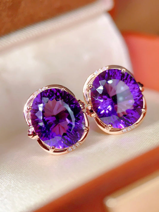 New Arrival: Purple Aura Jewelry - Natural 18K Gold Purple Crystal Earrings