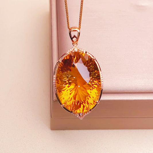 Radiant Sunshine Yellow Citrine Pendant - Luxury Jewelry