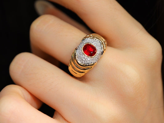 Cincin Delima Darah Pigeon Gaya Vintage - Barang Kemas Batu Permata Marvel