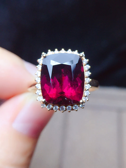 Natural Tourmaline Ring with Diamond Accents - Exquisite Jewelry Piece