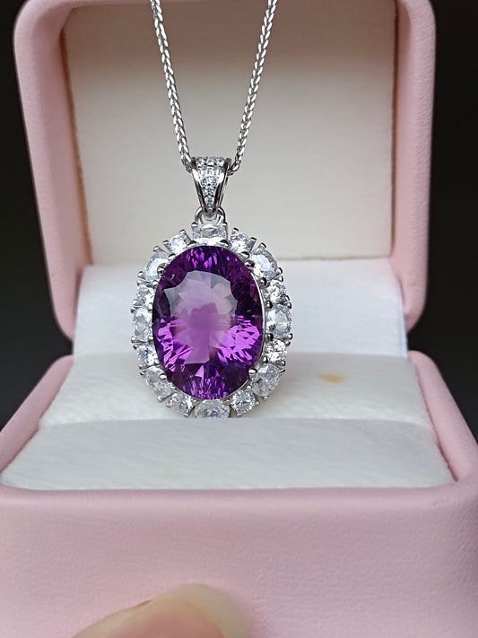 Luxe natuurlijke amethist hanger sieraden met vol vuur en rijke kleuren