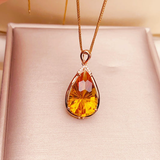 Radiant Sunlight Charm - Yellow Citrine Pendant Jewelry