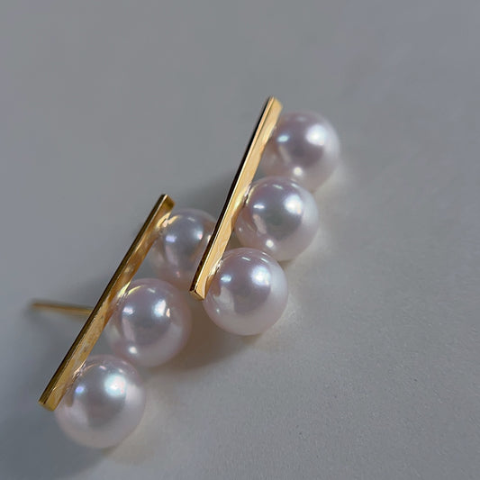 7-7,5 mm Akoya-parelsieraden met 18K gouden inbedding