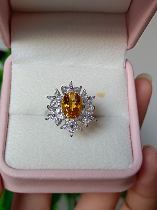 Lussuoso anello con citrino giallo naturale - Gioielli squisiti